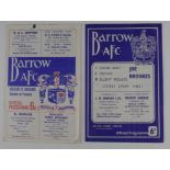 Barrow FC 2x scarce programmes v Manchester Utd 19/2/68 Lancashire Senior Cup 3rd Rnd, and v