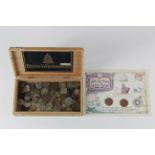 India, accumulation of coins 19th-20thC in a cigar box, mixed grade, silver noted.