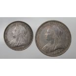 Shilling 1893 EF, and Sixpence 1898 EF