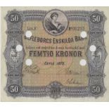 Sweden (Gefleborgs Enskilda Bank) 50 Kronor. Ps178 VF with pencil marks on back