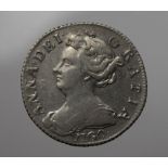 Sixpence 1703 VIGO below bust, S.3590, VF, a couple of weak areas.