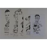 Football postcards B & W caricature pictures by Paul Trevillion or Mickey Durling, each signed by