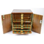 Mahogany Coin Cabinet, 2nd hand, with 20 draws, approx 12" tall x 12" wide x 11" deep. Lockable