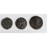 Ancient British Celtic silver unit of the Iceni, dark GF together with a bronze unit of Cunobelin of