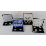 GB One Pound Silver proof four coin sets (4) 1984 - 1987, 1999 - 2002 along with Pattern sets "