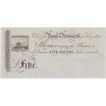 Provincial issue, Bank in Newcastle £5 dated 1/5/1840 unissued ?, Outing 1505. GVF