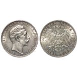 Germany, Prussia, silver 5 marks, 1912A, of Kaiser Wilhelm II 1888-1918, GEF/nUNC