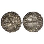 Aethelred II silver penny, Long Cross Issue, obverse reads:- +AEDELRAED REX ANGLO [both 'AE's and '