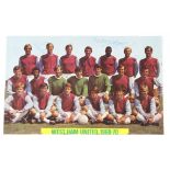 West Ham Utd magazine photo c1969/70 11"x7" hand signed by 8 players inc Bobby Moore (a hurried