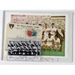 Collection relating to famous football coach Bela Gutmann, inc a postcard of the Benfica team he