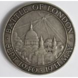 British Commemorative Medallion, silver plated base d.57mm: Battle of London1940-1941, toned GVF