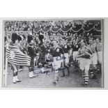 Great Britain v FIFA match played 1947 at Hampden park, b & w 8"x5" print of George Hardwick leading