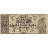 USA, Canal & Banking Co. (New Orleans) $5. 18-- unissued, EF