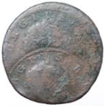 Error Coin : GB George I copper halfpenny 1720, widely double-struck, Fair.