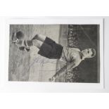 John Charles b & w cut out on card 8"x6" signed by Charles to lighter part of image. A c1950's image