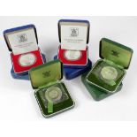 GB Royal Mint cased silver proof crowns (7): 3x 1972, 1x 1981, and 3x Guernsey Royal Visit 1978.