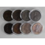 GB Halfpennies (8) Victorian copper, 1853-1858 various, VF to EF, all housed in capsules.