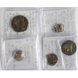 A little collection of 3 x Ancient Greek silver minors and 1 minor bronze, plus the core of an