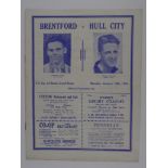 Football - rare programme issued by Doncaster Rovers for FAC 3rd Rnd 2nd Replay Brentford v Hull