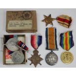 1914 Star Trio to 1739 Pte J W Balls 1/4 Suffolk Regt. Entitled to a Silver War Badge for Wounds.