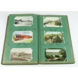 Green album, Warwickshire, Sussex, etc, varied collection   (approx 156 cards)