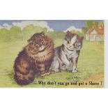 Louis Wain cats postcard - Mack: Why don’t you go and get a shave? postally used Windsor May 1916.