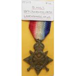 1915 Star 17707 Pte. Dick Holt 19th Service Bn. (3rd Salford Pioneers) Lancs Fus. NEF. To FR: 23.