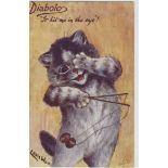 Louis Wain cats postcard - Tuck: Diabolo, it hit me in the eye, postally used 1907.