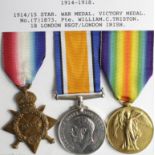 1915 Star Trio to 1873 L.Cpl W C Triston 18-London Regt (8)