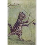 Louis Wain cats postcard - Tuck: Diabolo, a young beginner, postally used Woodbridge Jan 1908.