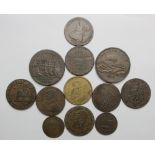 GB Tokens (12) 18th-19thC copper and bronze, F to VF