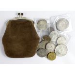 GB Coins (15) in an old purse: Shillings 1904, 07, 08, 09 F-GF, 1918 VF, 1922, 1923 VF, 1930 nVF,