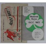 European Cup 1959 between Shamrock Rovers v OGC Nice in the European Preliminary Round. Home and