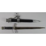 German WW2 Luftwaffe 1st pattern dagger by F W Holler with chains, blade in good condition but needs