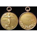 Derby County interest - an East Lancashire Football Charity Cup 9ct gold hallmarked medal,