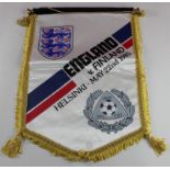 Finland v England match played in Helsinki on 22/5/1985 superb match pennant 16" x 12" silk with