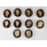 Channel Islands gold plated Silver Proof £5s (10) All dated 2006 and depicting a railway theme.