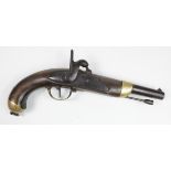 19th century French 1822 pattern military percussion pistol with signed lock.