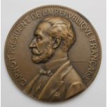 French Commemorative Medal, bronze d.68mm: President Carnot of the Republic of France 1887, by