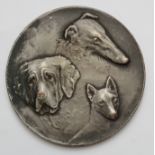 Belgian Dog Show Medal early 20thC, silvered copper d.50mm, VF