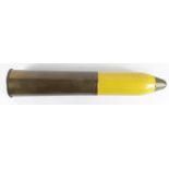 Fine & rare Great War 18 Pdr shell. Yellow painted body to denote High Explosive (original paint).