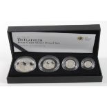 Britannia silver proof four coin set 2008. FDC boxed as issued