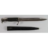 German Nazi dress bayonet, maker marked 'A.W.Jr Solingen'. Complete with scabbard