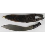 An impressive Great War period Indian, Military pattern, Kukri. 14" Heavy broad blade in v.g.c. no