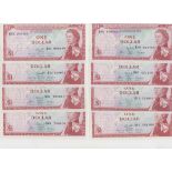 Eastern Caribbean (8) 1 Dollar P13 (1965), all Unc/aUnc