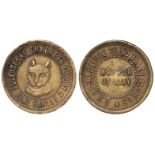 French Algeria Brothel Token, brass d.29.5mm: 'AU CHAT NOIR' (The Black Cat) "2.R. Rene-Caille Blind