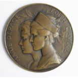 British Commemorative Medal, bronze d.60mm: Edith Cavell and Marie Depage 1915, by A. Bonnetain,