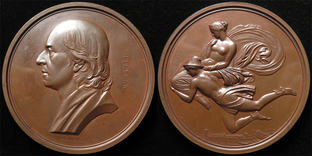 British Commemorative Medal, bronze d.55.5mm: John Flaxman, Art Union of London 1854, by H. Weigall,