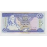 Cyprus 20 Pounds P56a, ERROR note incorrect spelling 'YIRMI', with very low number C000081, (1/2/