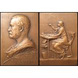 French Commemorative Plaque, bronze d.73mm: Louis Pasteur 1822-1895, by G. Prud'homme 1910, EF